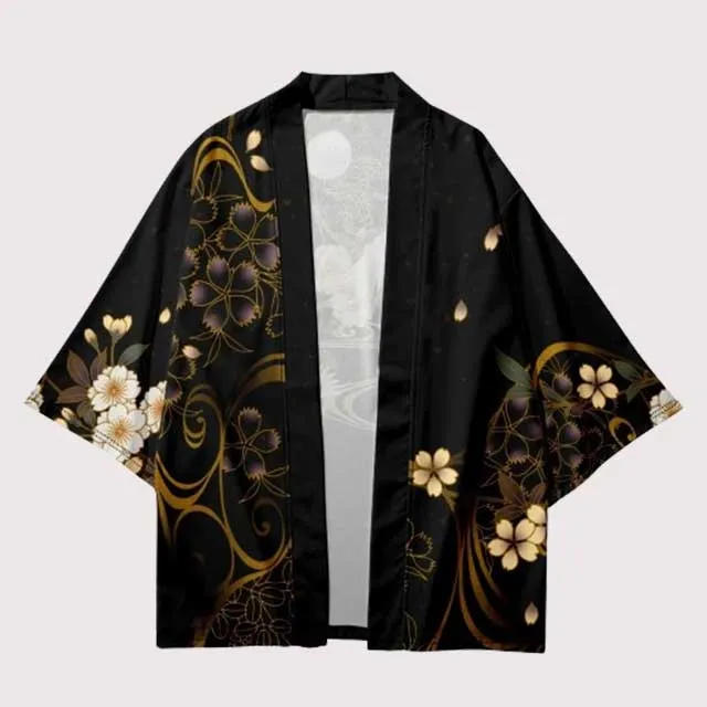 Black Floral Kimono Jacket