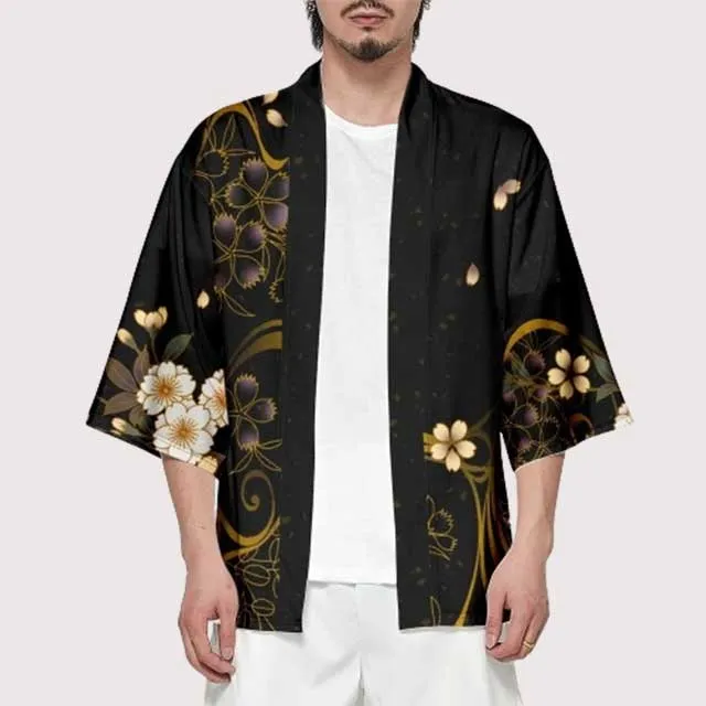 Black Floral Kimono Jacket