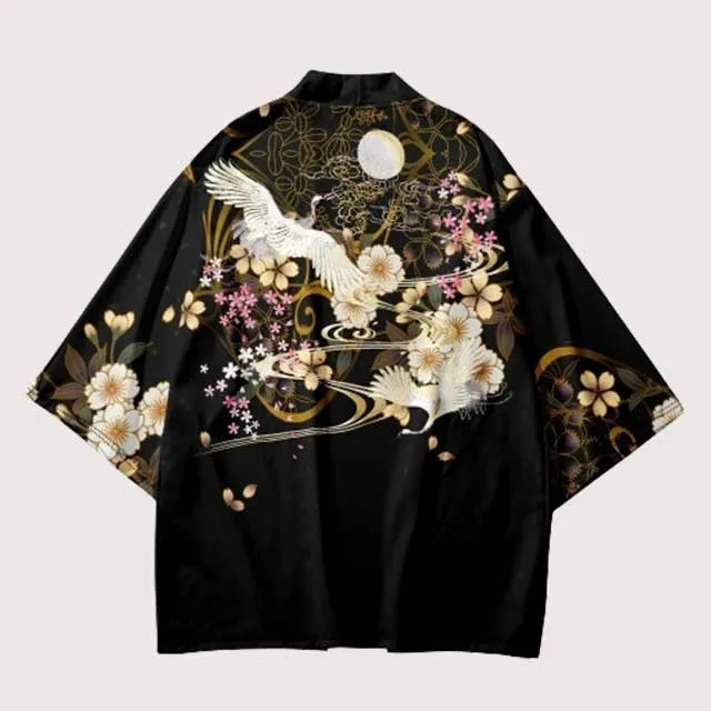 Black Floral Kimono Jacket