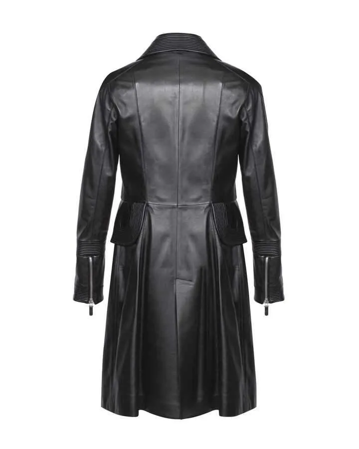 Black Leather Trench Coat