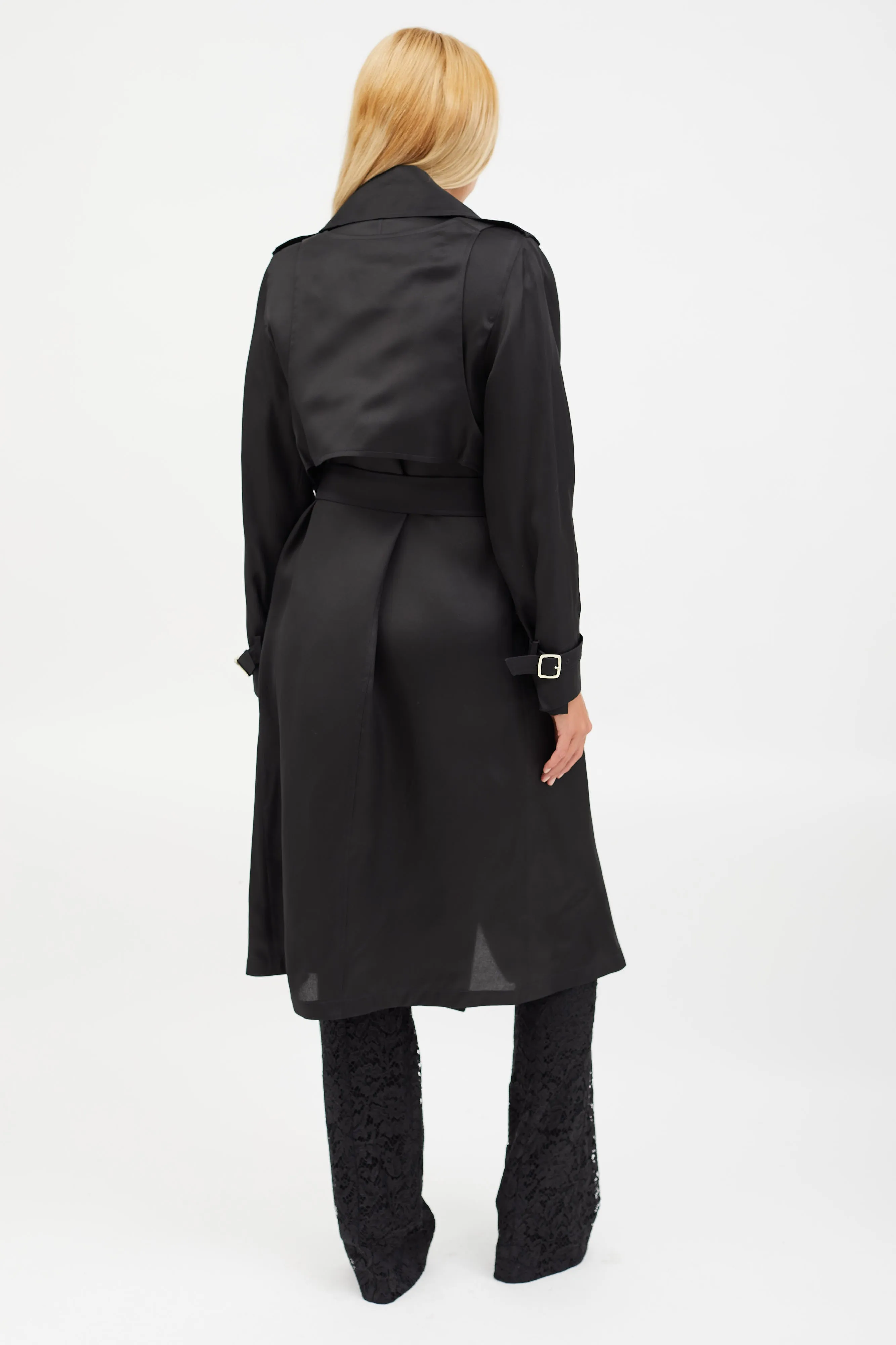 Black Sheer Utility Vest Trench Coat