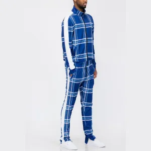 Blue & White Plaid Track Set