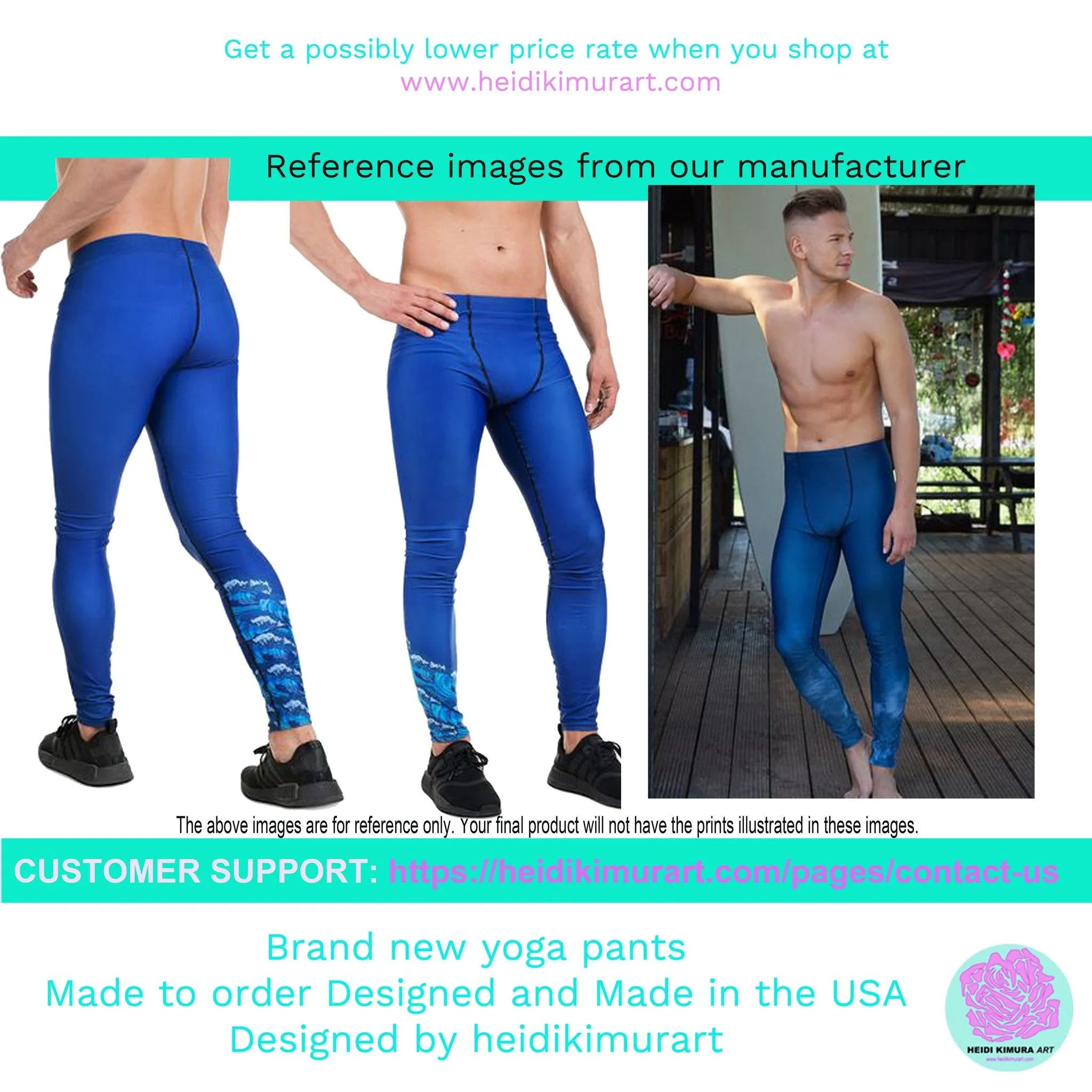 Blue Diagonal Striped Men's Leggings, Modern Diagonally Stripes Designer Premium Meggings-Made in USA/EU/MX