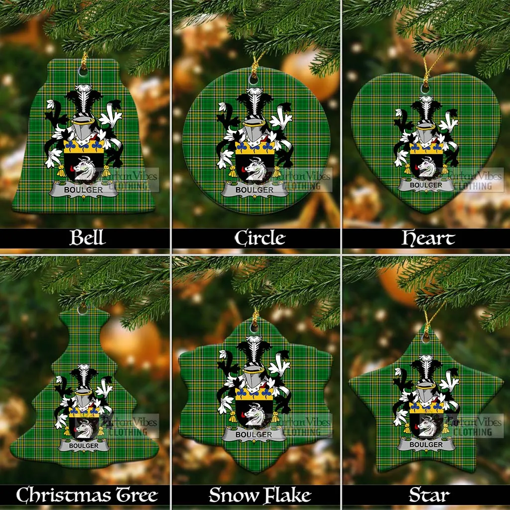 Boulger Irish Clan Tartan Christmas Ceramic Ornament with Coat of Arms