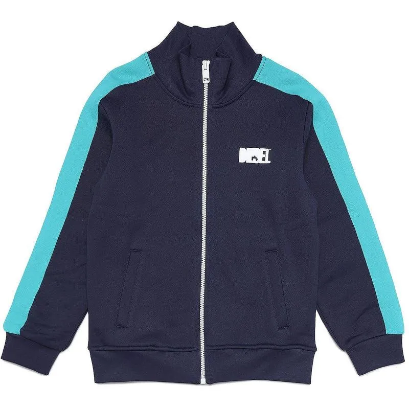 Boys Blue Stripe Zip Up Track Jacket