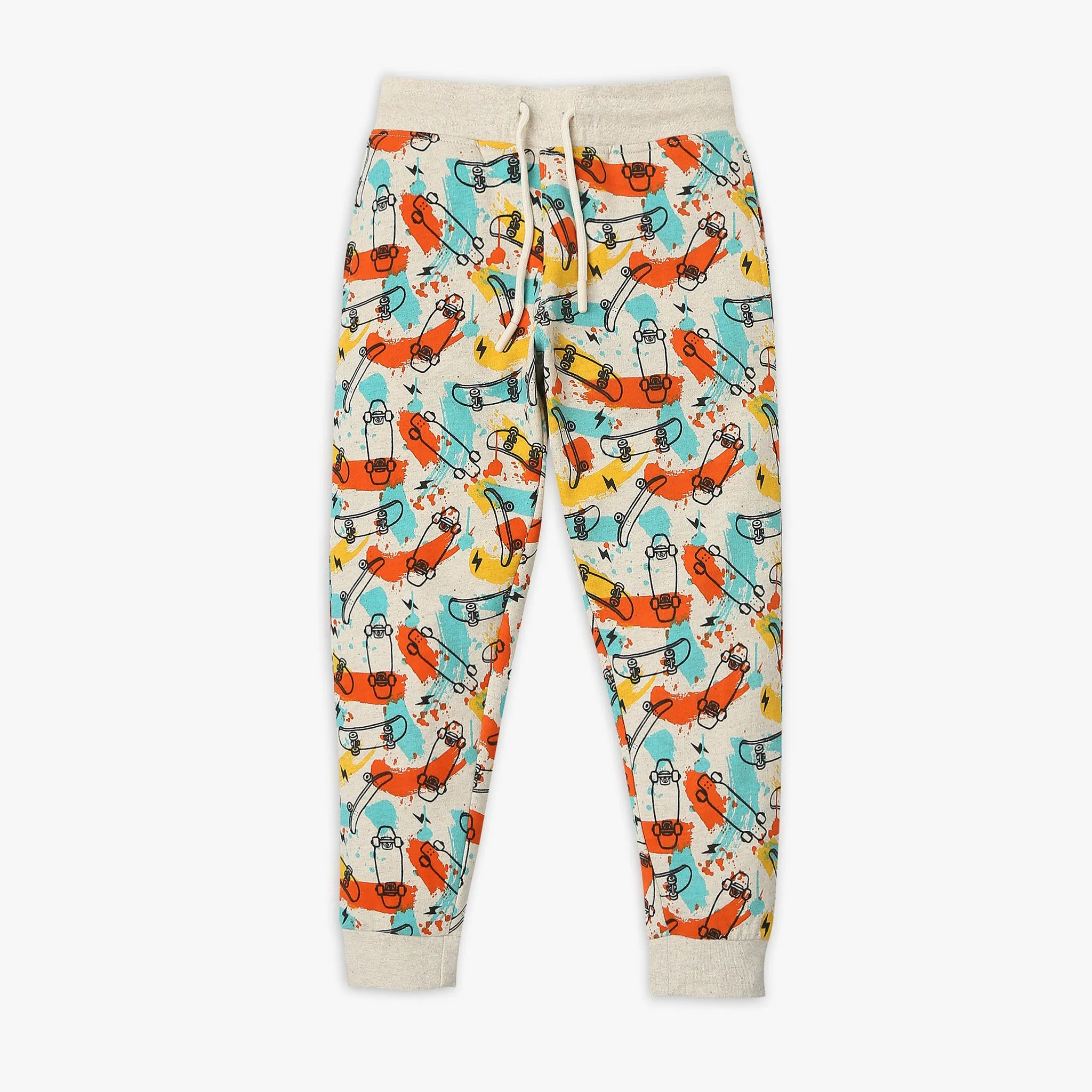 Boy's Regular Fit Printed Mid Rise Joggers