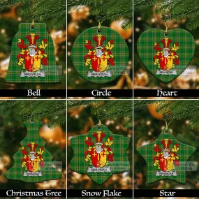 Branigan Irish Clan Tartan Christmas Ceramic Ornament with Coat of Arms