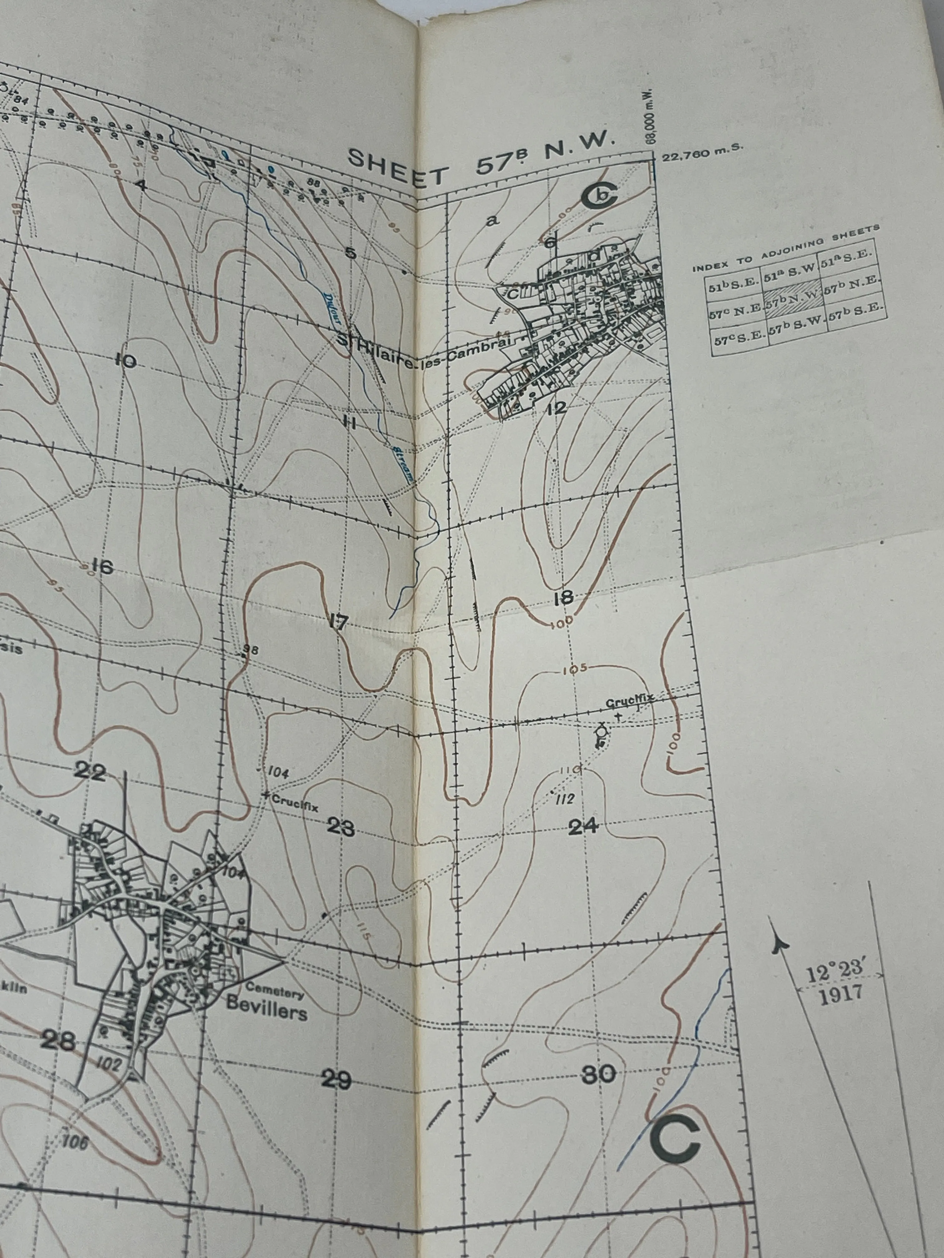 British WW1  Trench Map Sheet 57B NW Edition 2