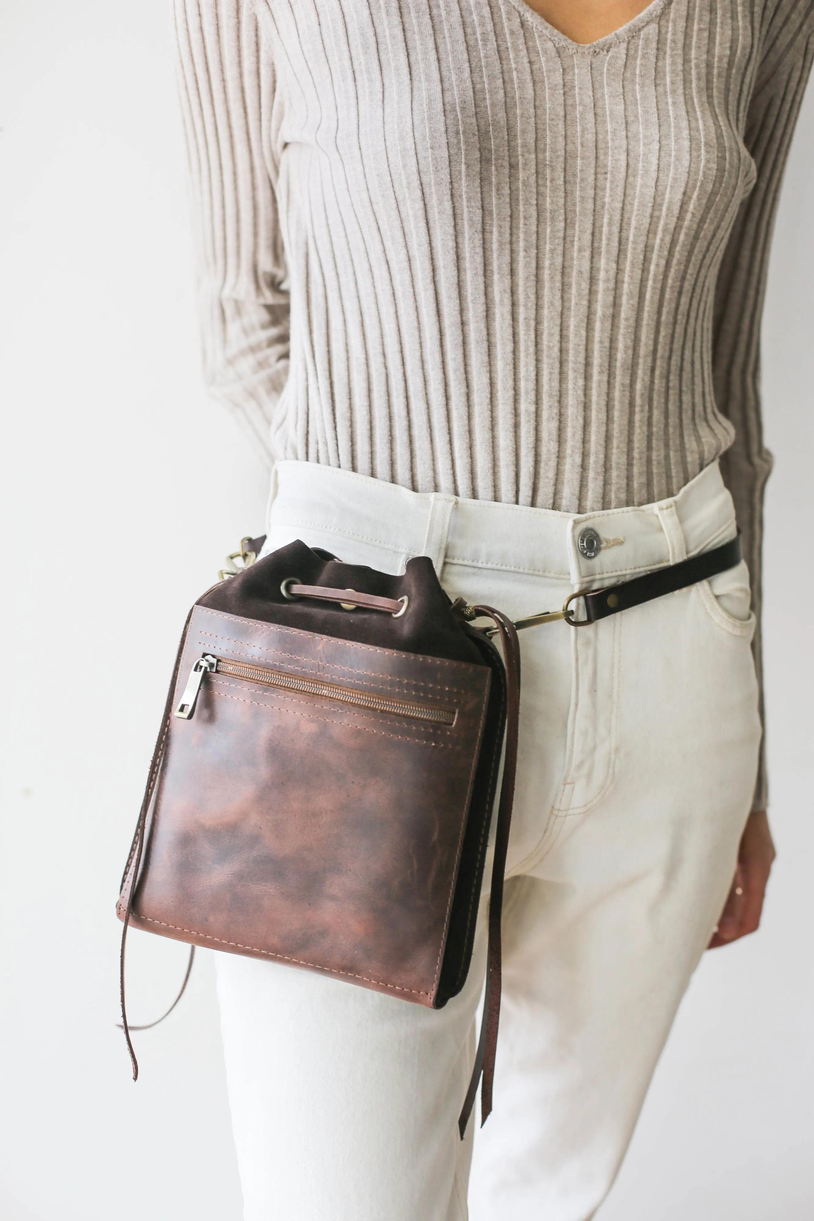 Brown Designer Mini Bag - Small Leather Bag