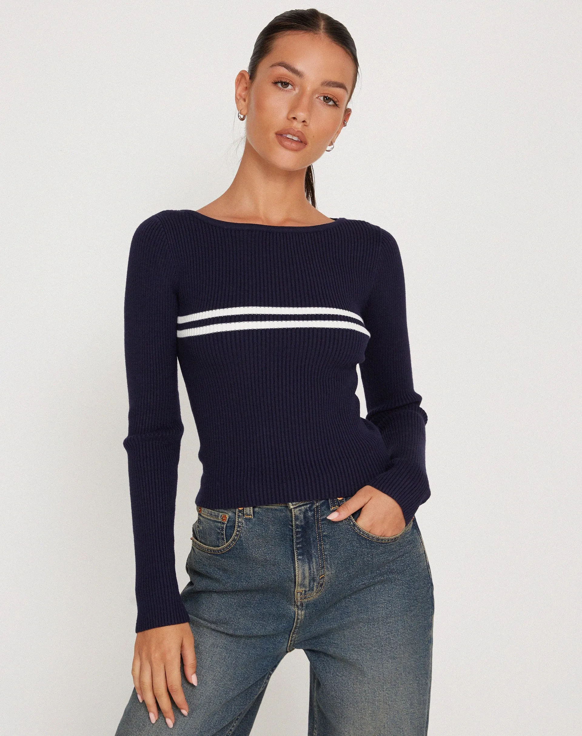 Buana Long Sleeve Top in Dark Navy