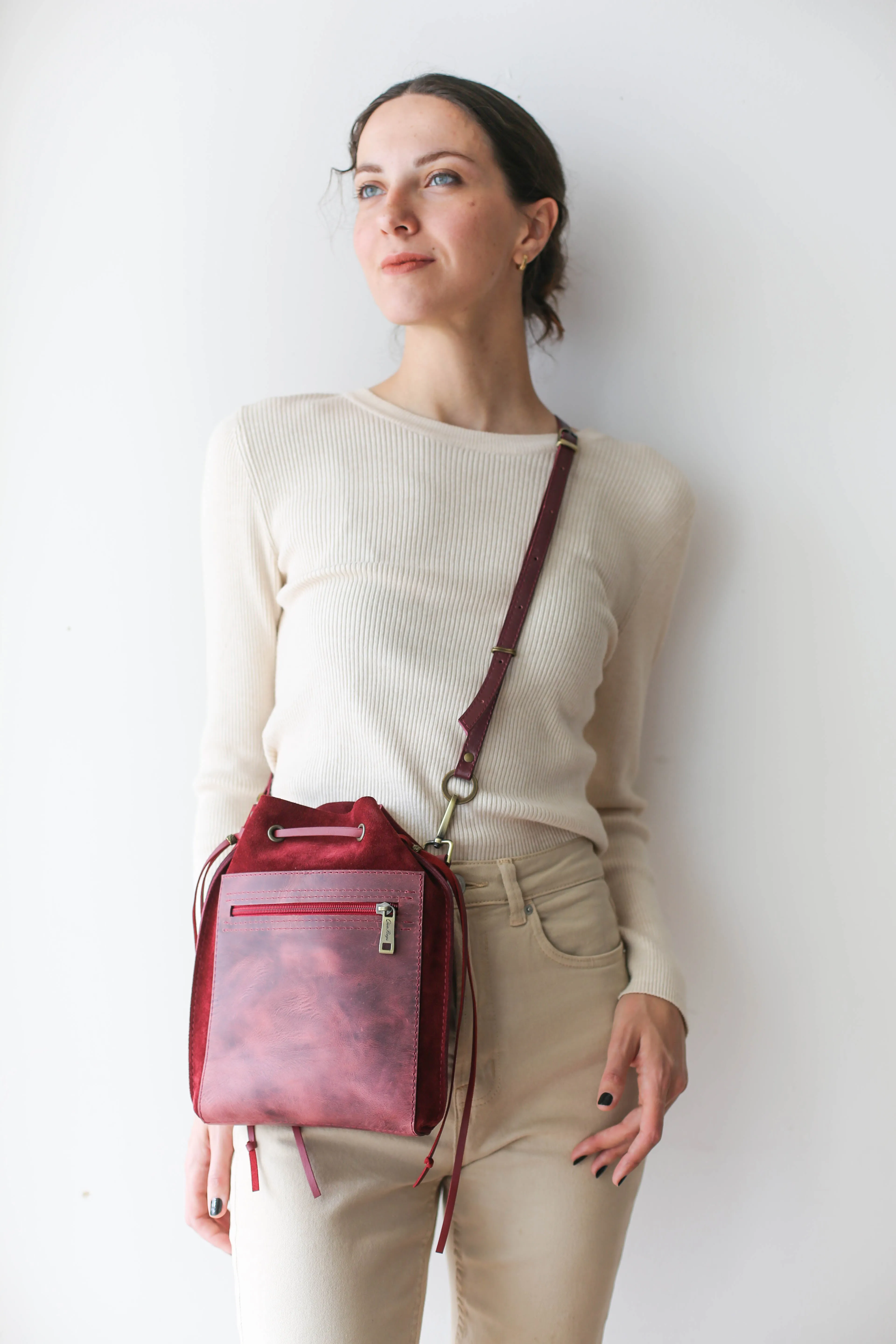 Burgundy Mini Suede Bag