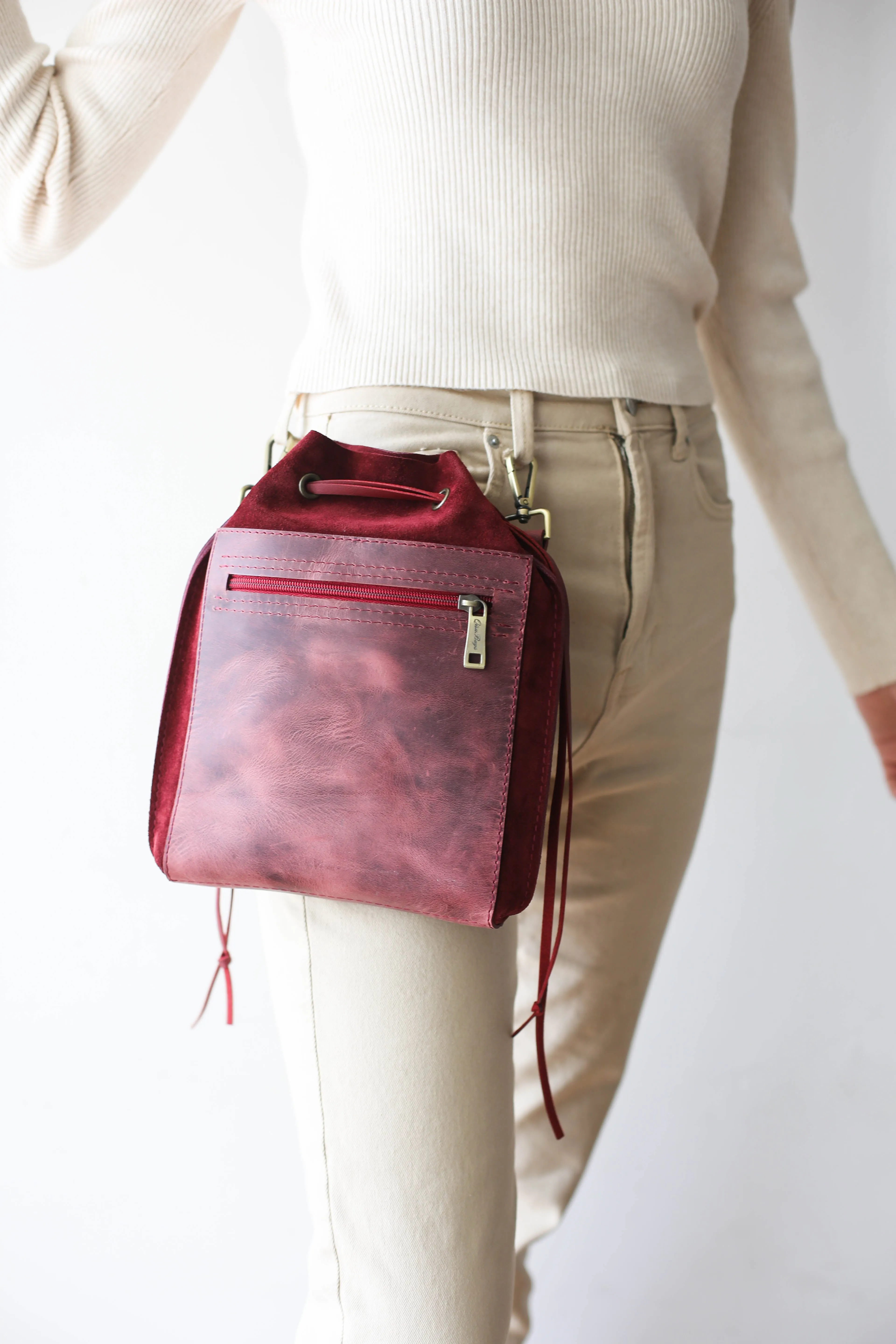 Burgundy Mini Suede Bag