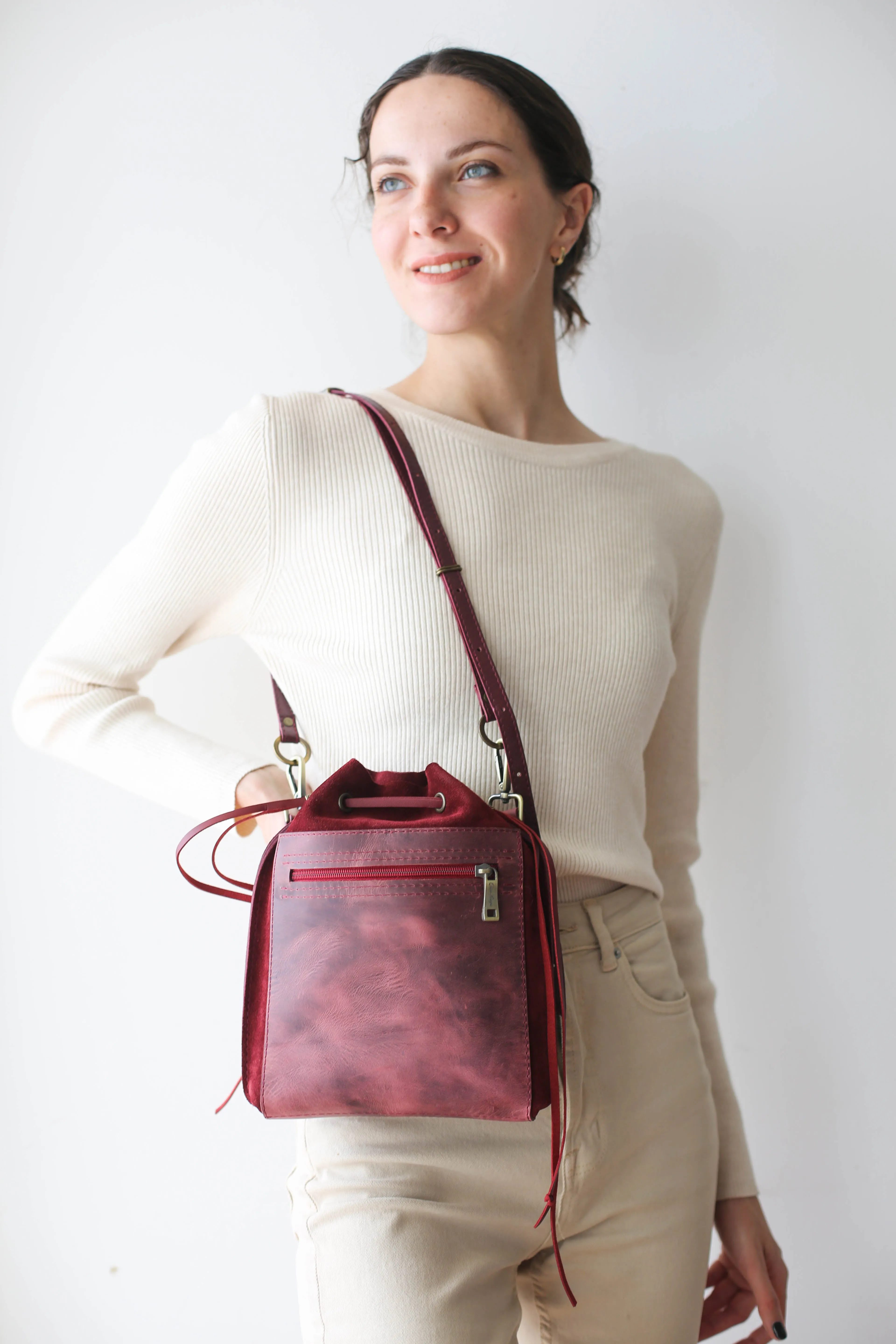 Burgundy Mini Suede Bag