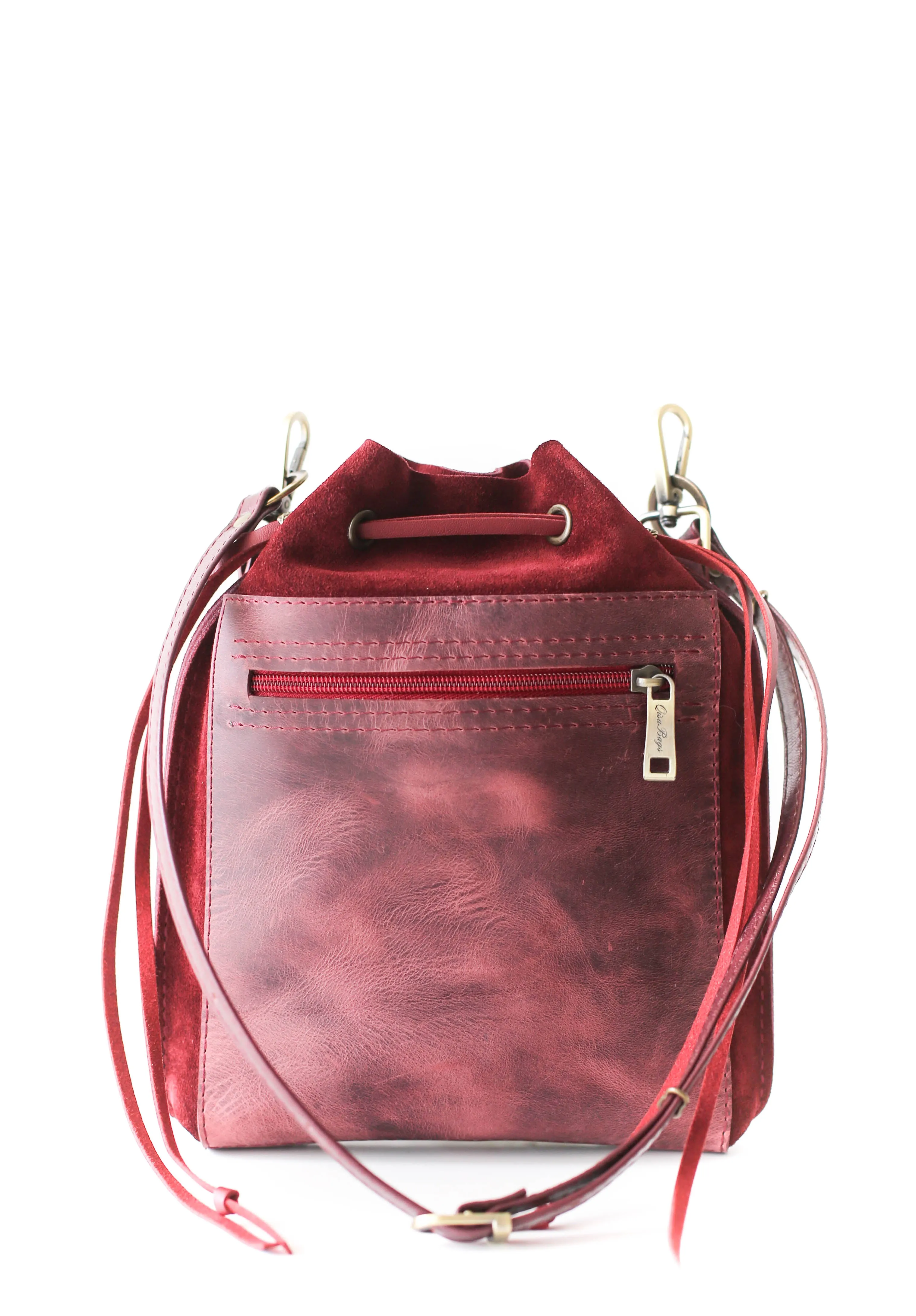 Burgundy Mini Suede Bag