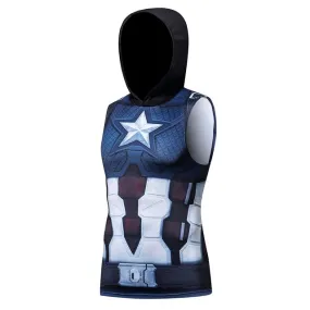 CAPTAIN AMERICA Hooded Compression Tank Top