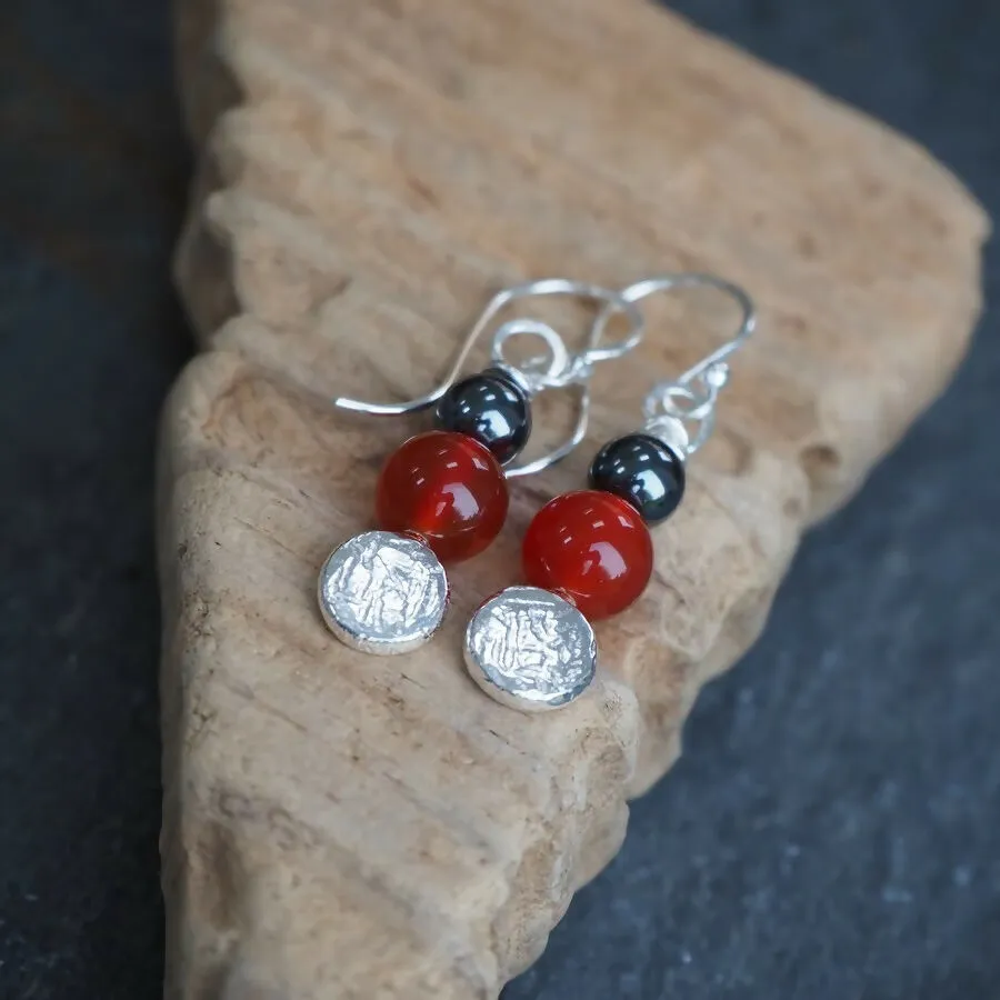 Carnelian - Silver Dangle Earrings