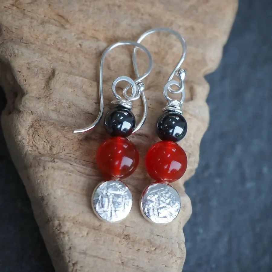 Carnelian - Silver Dangle Earrings