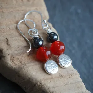 Carnelian - Silver Dangle Earrings