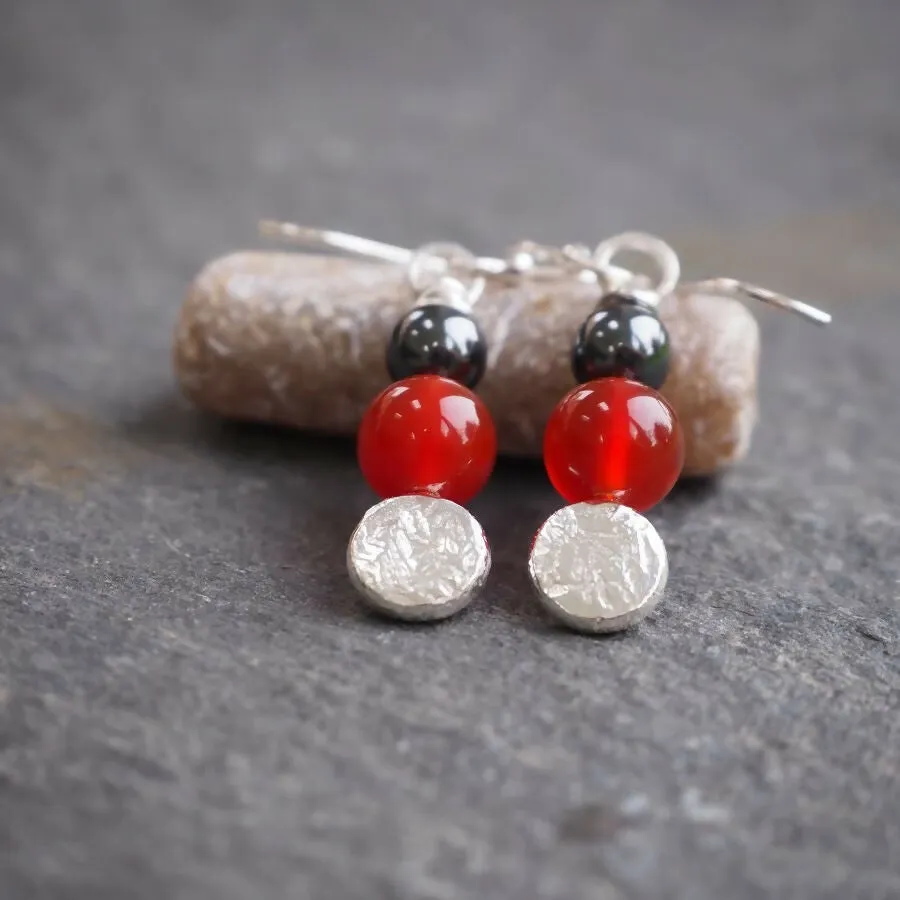 Carnelian - Silver Dangle Earrings