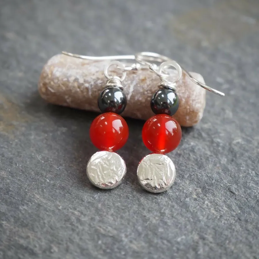 Carnelian - Silver Dangle Earrings