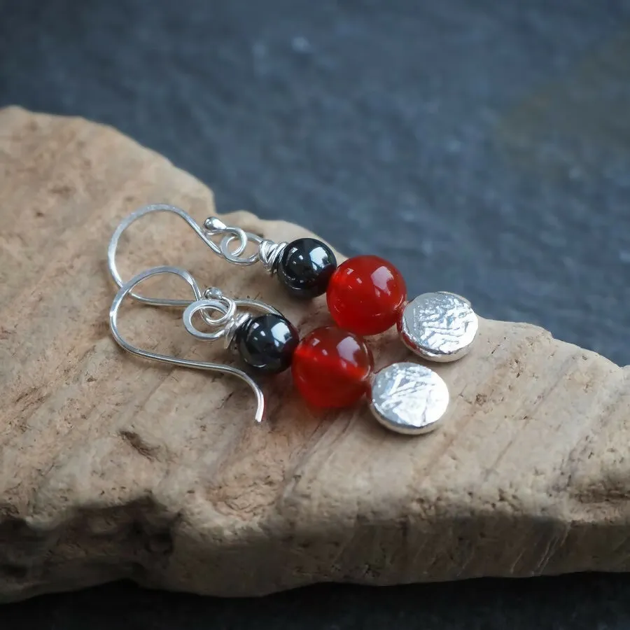 Carnelian - Silver Dangle Earrings