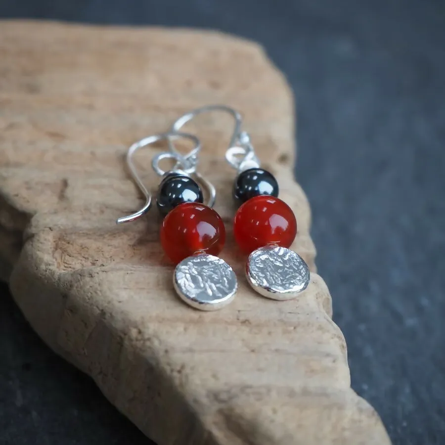 Carnelian - Silver Dangle Earrings