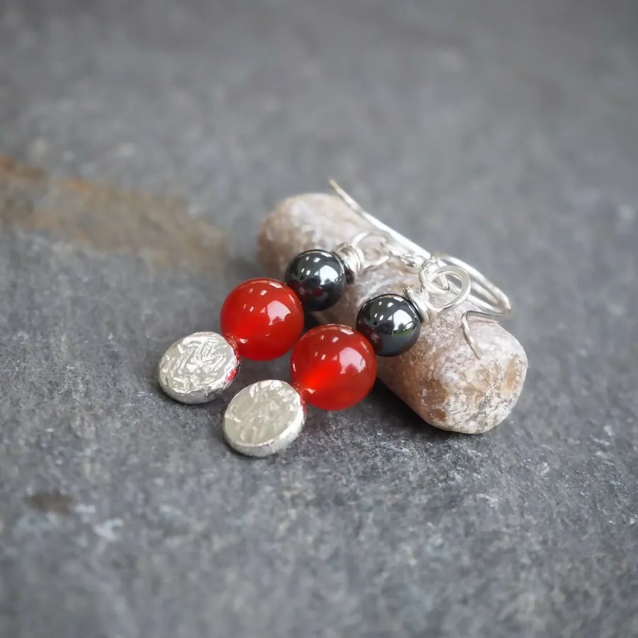 Carnelian - Silver Dangle Earrings