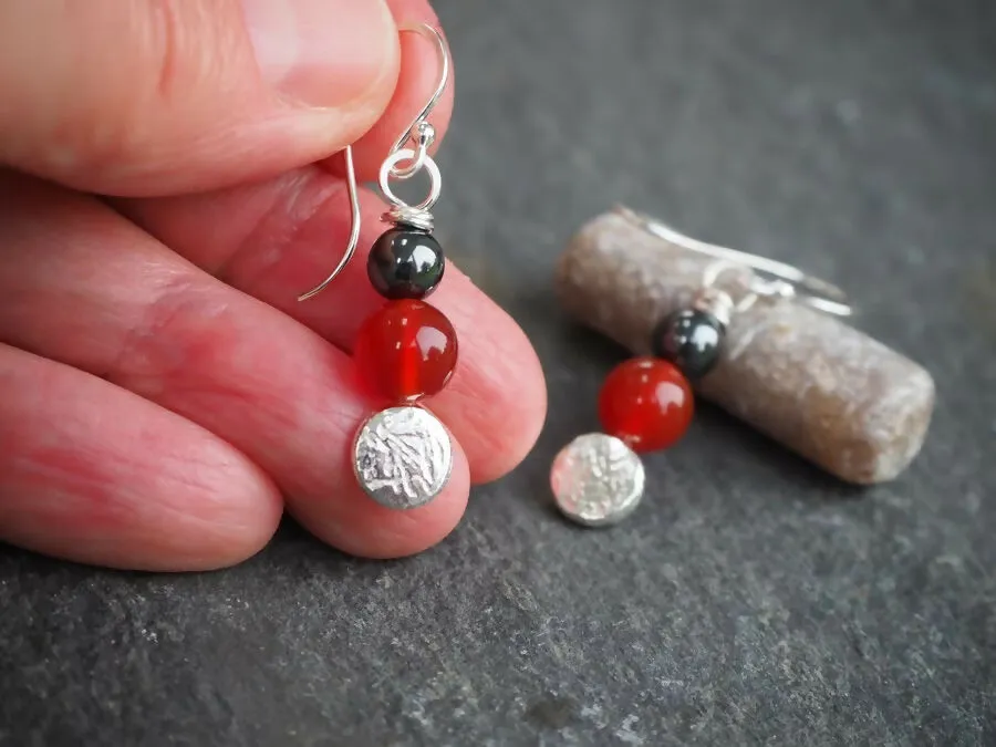 Carnelian - Silver Dangle Earrings