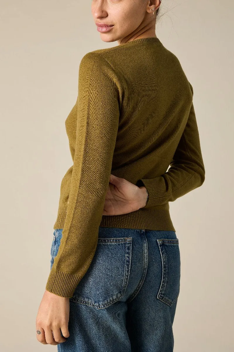 Cashmere Daisy Crew Neck in Bronze