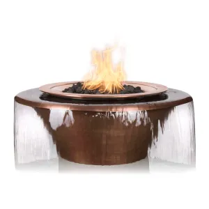 Cazo Round Hammered Copper Fire and Water Bowl, 360 Spill - Pool Feature