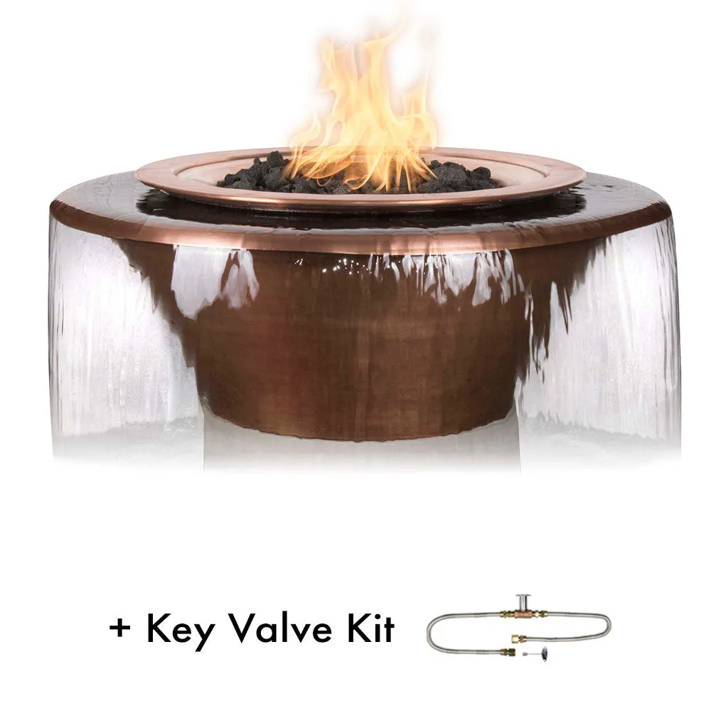 Cazo Round Hammered Copper Fire and Water Bowl, 360 Spill - Pool Feature