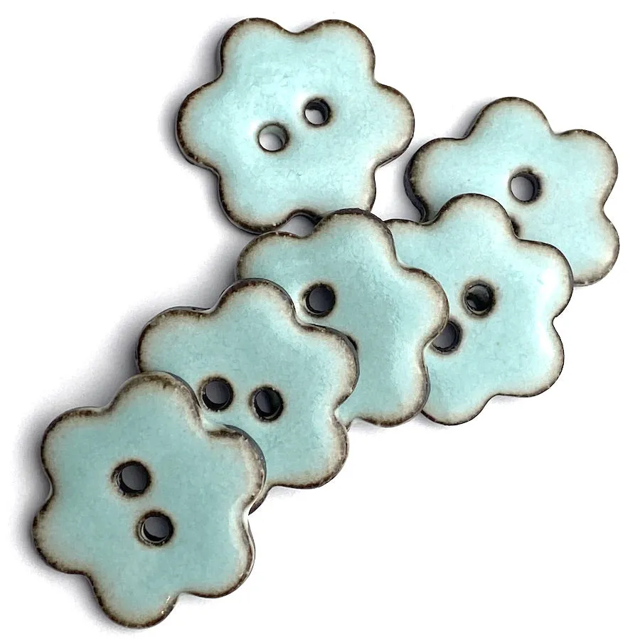 Celadon/Brown 1" Flower Ceramic Buttons 2-Hole #RN-CLFL