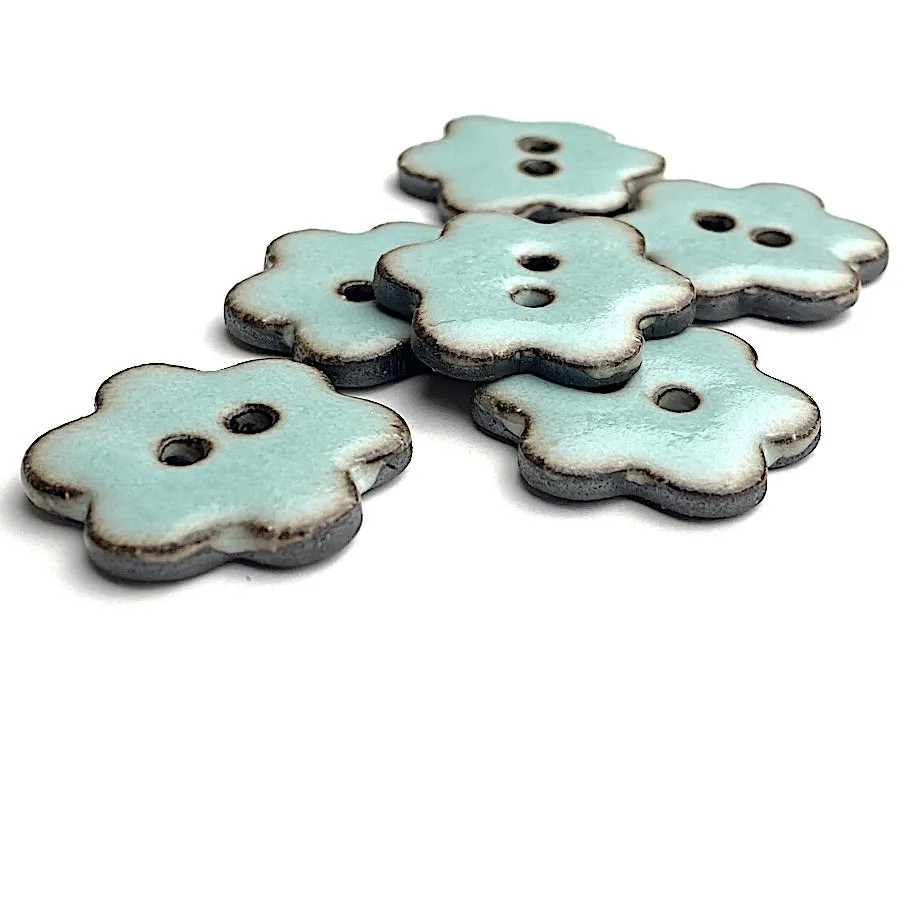 Celadon/Brown 1" Flower Ceramic Buttons 2-Hole #RN-CLFL