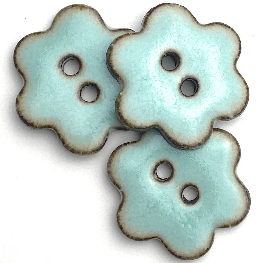 Celadon/Brown 1" Flower Ceramic Buttons 2-Hole #RN-CLFL