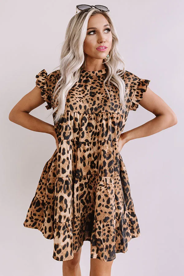 Chic After Sundown Leopard Babydoll Dress In Brown