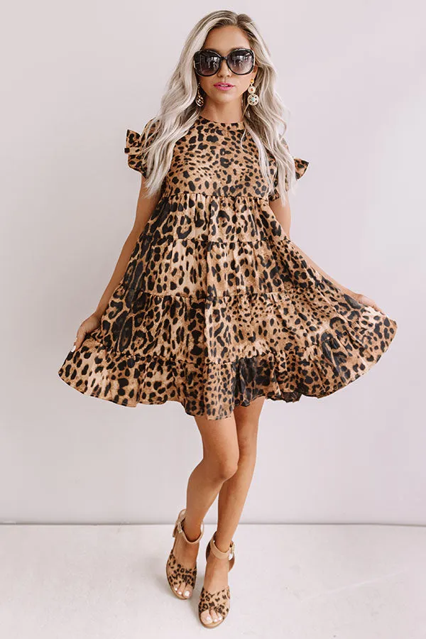 Chic After Sundown Leopard Babydoll Dress In Brown