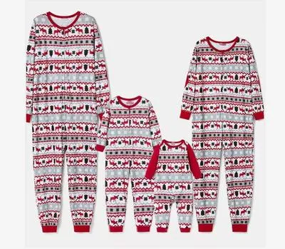 Christmas Matching Family Pyjamas Pajamas Fashion Casual Home Jumpsuits   Set  Cartoon Hooded Overall Xmas Outfits