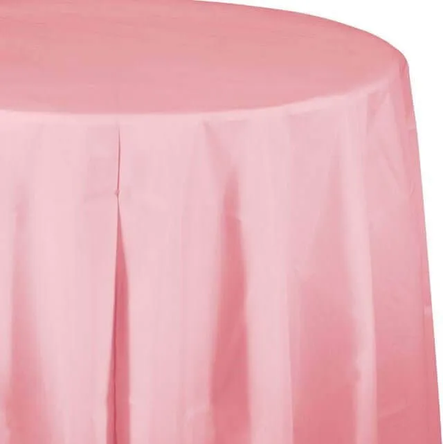 Classic Pink Round Plastic Tablecover