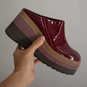 COACH in DEEP RED Platform Clogs