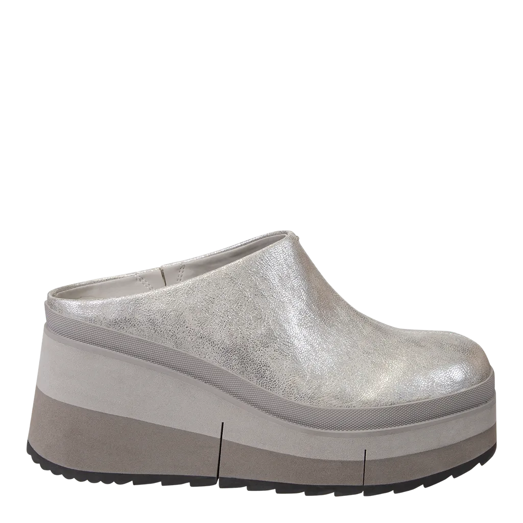 COACH in SILVER Platform Clogs