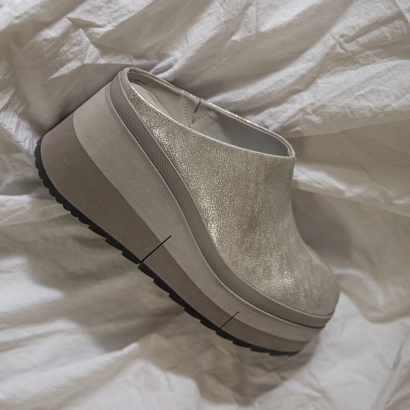 COACH in SILVER Platform Clogs