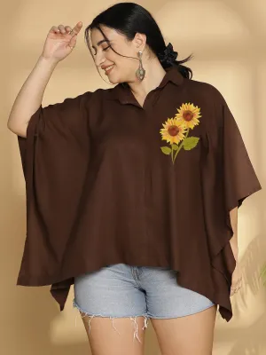 Coffee Kaftan Top - Sunflower Delight