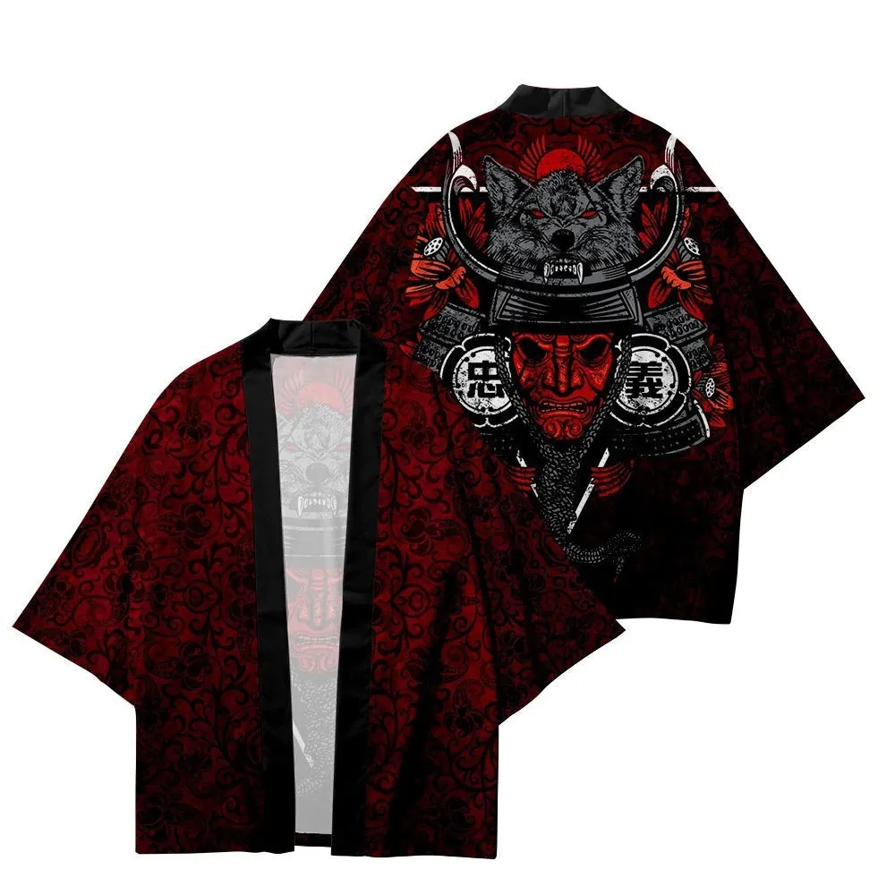 Crimson Samurai Kimono Cardigan