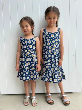 Daisies Kids Dress Navy