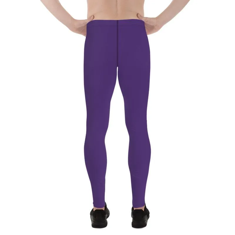 Dark Purple Meggings, Purple Solid Color Best Long Stretchy Compression Tights Men's Leggings-Made in USA/MX/EU