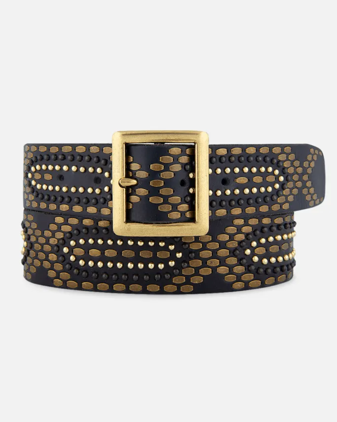 Daya | Studded Leather Belt with Square Buckle