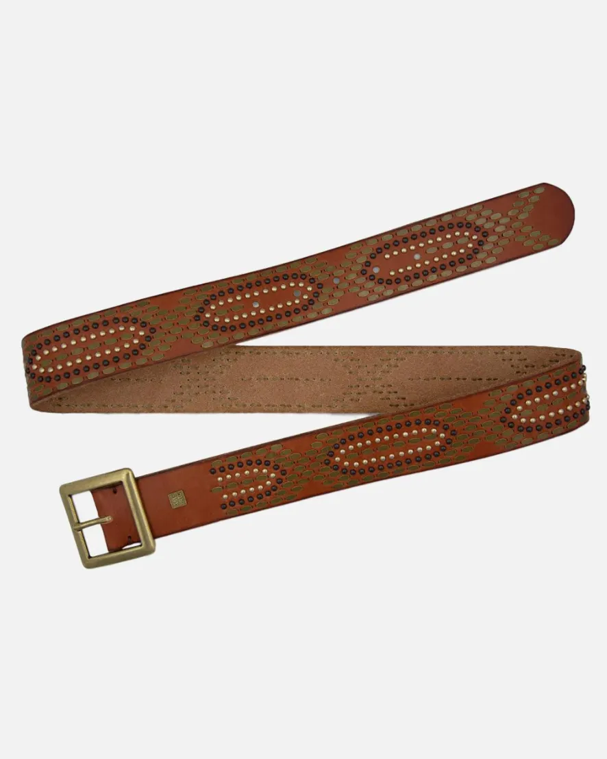 Daya | Studded Leather Belt with Square Buckle