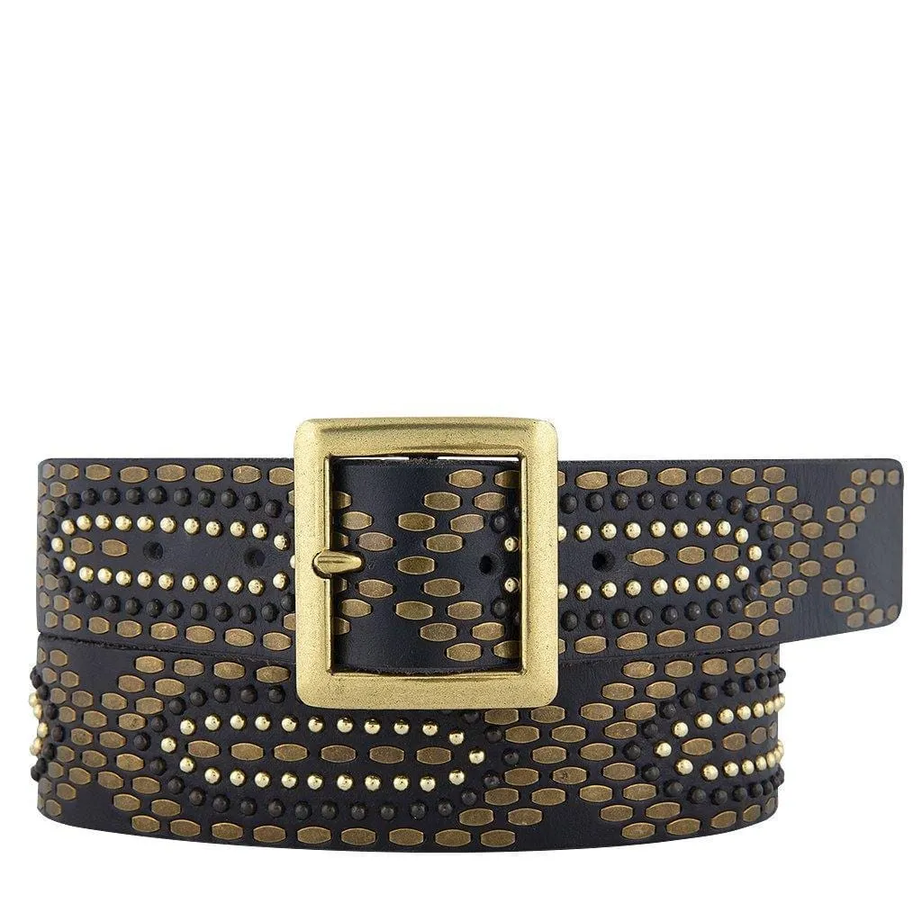 Daya | Studded Leather Belt with Square Buckle