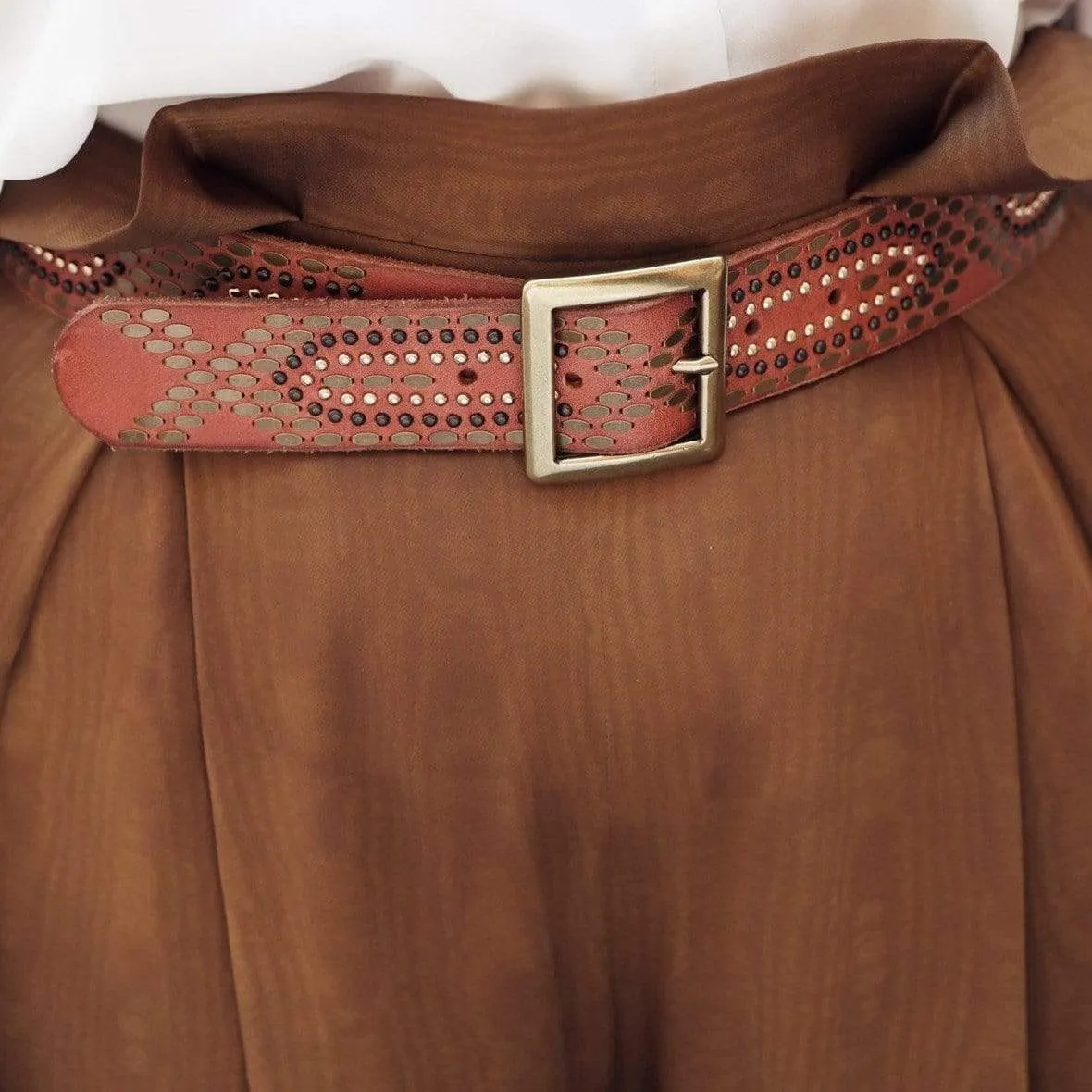 Daya | Studded Leather Belt with Square Buckle