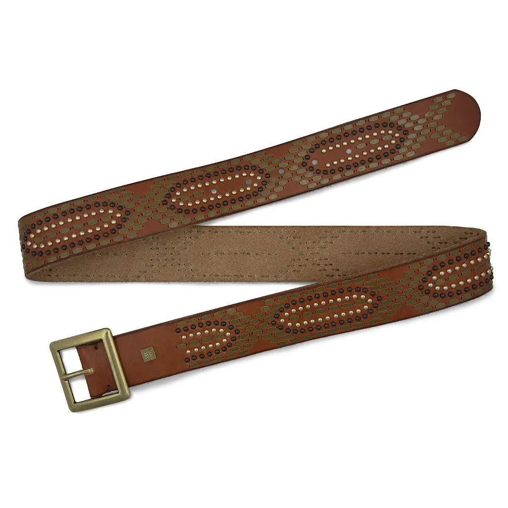 Daya | Studded Leather Belt with Square Buckle